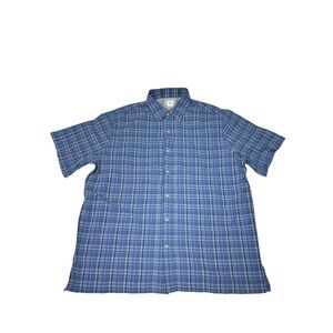 L.L.Bean Men's Blue Plaid Button Down‎ Short Sleeve Shirt - Large